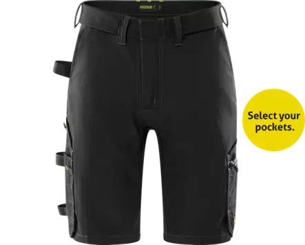 Fristads Flex rakentajan stretch shortsit 2803 GHST, Musta - Fristads Työshortsit - 301460-940 - 1