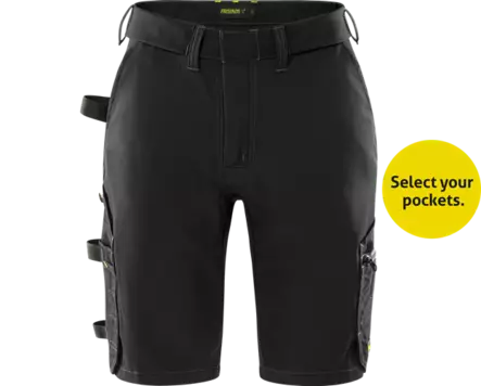 Fristads Flex rakentajan stretch shortsit naisten 2804 GHST, Musta - Fristads Työshortsit - 301461-940 - 1