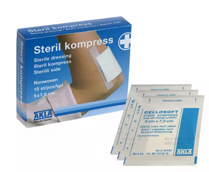 Akla 94010 Steriili sidetaitos cellosoft 5x7,5cm 10kpl/pkt - Ensiaputuotteet - 94010 - 1