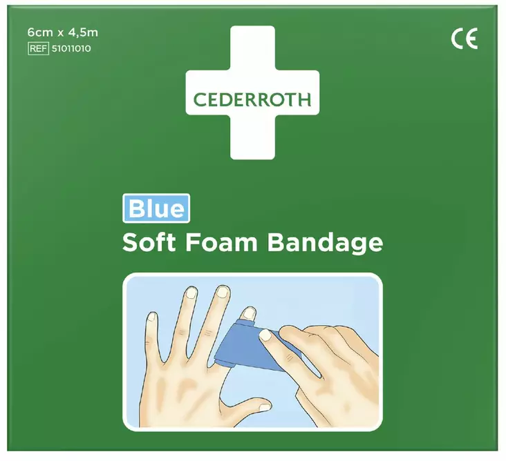 Cederroth 51011010 Soft Foam Bandage Blue Laastari 6cm x 4,5m - Ensiaputuotteet - 51011010 - 1