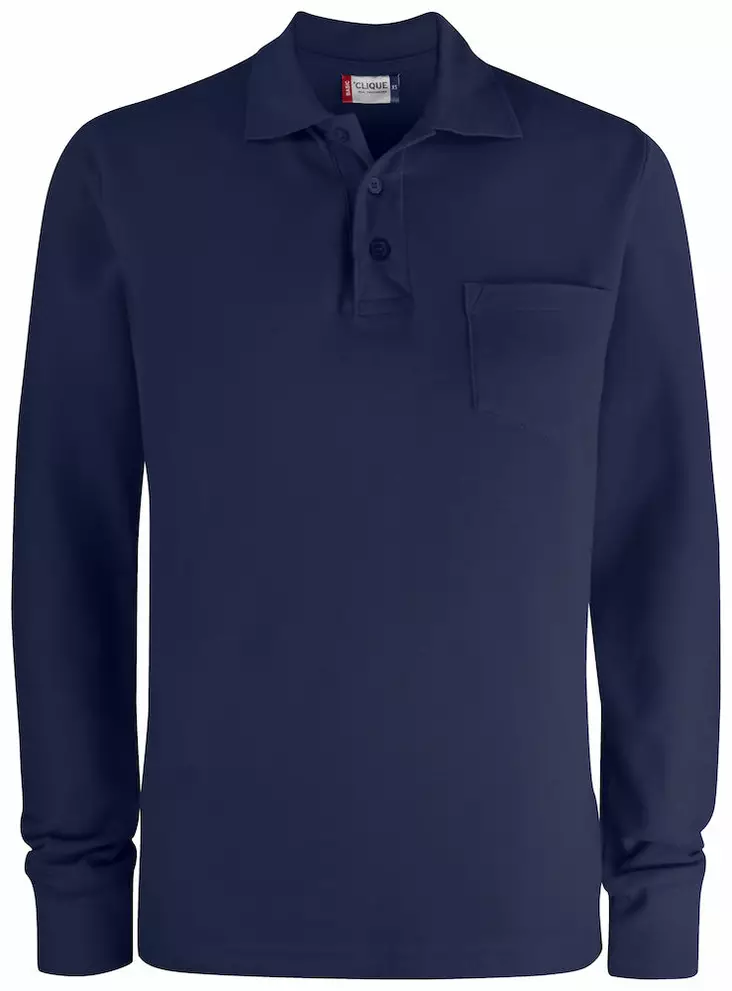 Clique Basic Polo LS Pocket, tumman sininen - Clique Vaatteet - 028235-580 - 1