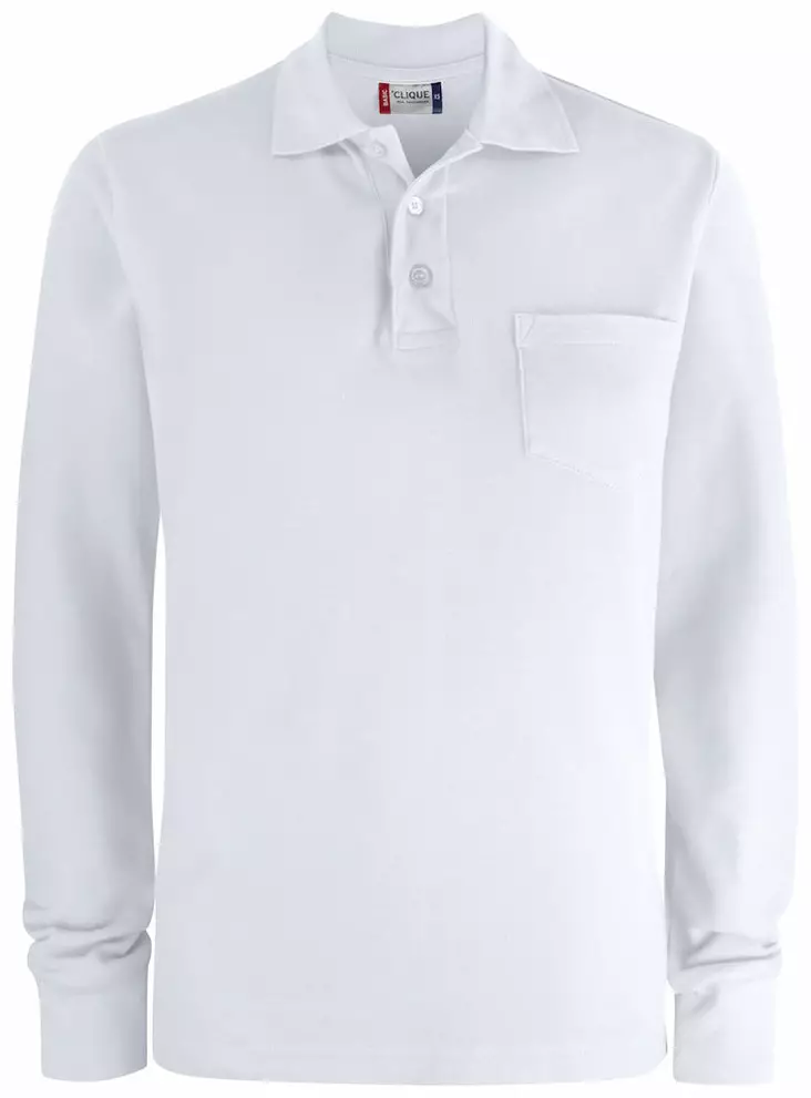 Clique Basic Polo LS Pocket, valkoinen - Clique Vaatteet - 028235-00 - 1