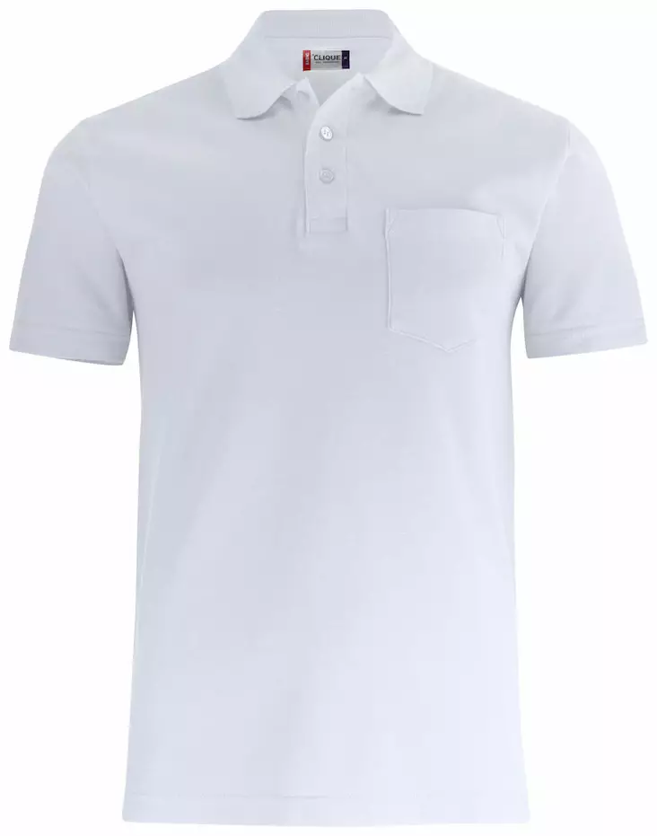 Clique Basic Polo Pocket, valkoinen - Clique Vaatteet - 028255-00 - 1