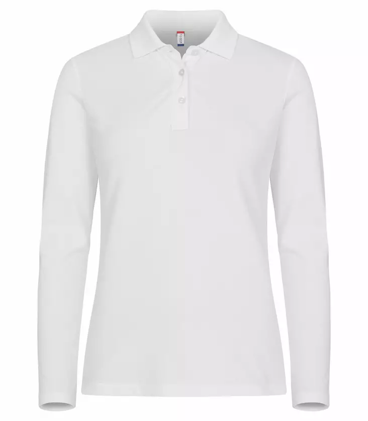 Clique Stretch Premium Polo L/S Women, Valkoinen - Clique Vaatteet - 028263-00 - 1