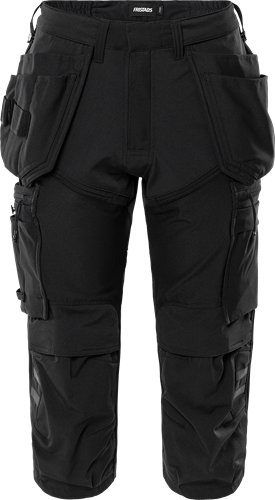 Fristads Rakentajan stretch piraattihousut 2600 GLWS, Musta - Fristads Työshortsit - 300516-940 - 1