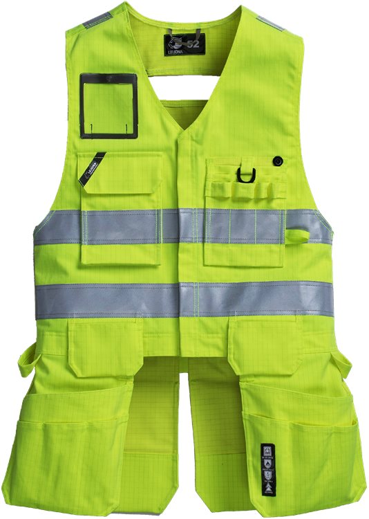 Leijona Riipputaskuliivi Multitech, Keltainen - Kaikki Palosuojatut työvaatemerkit - 126316-130 - 1