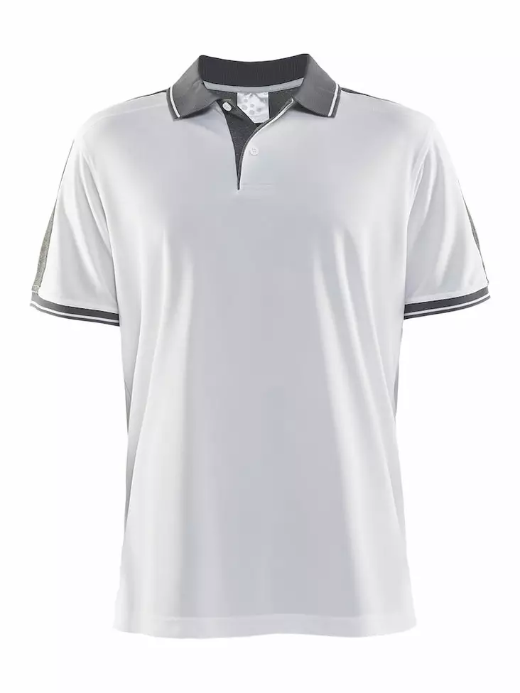 Noble Polo Pique Shirt M, White/Dk Grey Melange - Craft Vaatteet - 1905075-2900 - 1