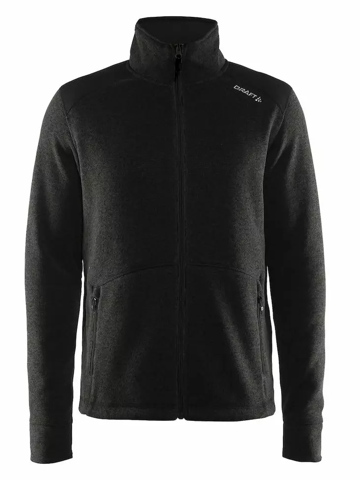 Noble Zip Jacket Heavy Knit fleece M, Black Melange/Black/Platinum - Craft Vaatteet - 1904587-9920 - 1