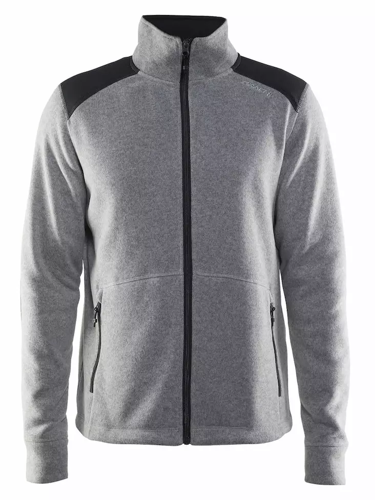 Noble Zip Jacket Heavy Knit fleece M, Grey Melange/Asphalt - Craft Vaatteet - 1904587-2950 - 1