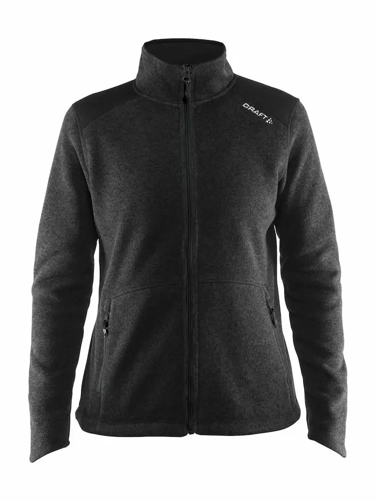 Noble Zip Jacket Heavy Knit fleece W, Black Melange/Black/Platinum - Craft Vaatteet - 1904588-9920 - 1