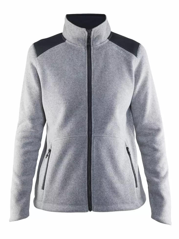 Noble Zip Jacket Heavy Knit fleece W, Grey Melange/Asphalt - Craft Vaatteet - 1904588-2950 - 1