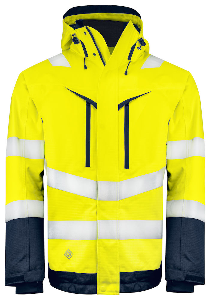 PJ 6453 Tekninen Takki HV LK3, Yellow/Navy - Projob Huomiotakit - 646453-10 - 1