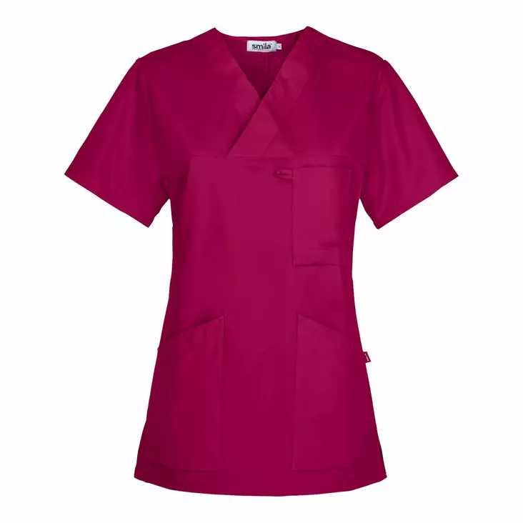 Smila 70102 Alva v-blouse w, fuchsia - Smila Työvaatteet - 70102-70 - 1