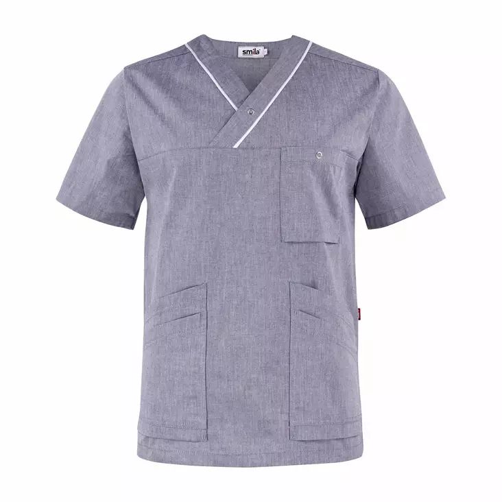 Smila 72301 Leon v-tunic, greymel - Smila Työvaatteet - 72301-90 - 1
