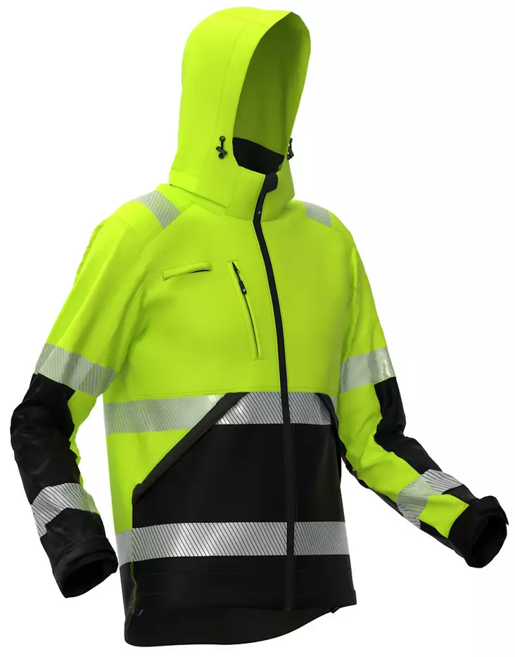 BoSafety HV Talvitakki Softshell VALENCIA, keltainen/musta - Huomiotakit - WJ-VALENCIA-C2-040 - 1