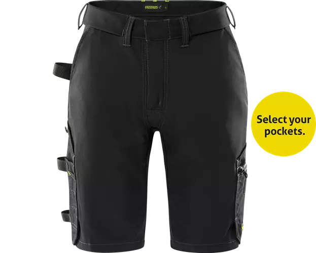 Fristads Flex rakentajan stretch shortsit naisten 2804 GHST, Musta - Fristads Työshortsit - 301461-940 - 1