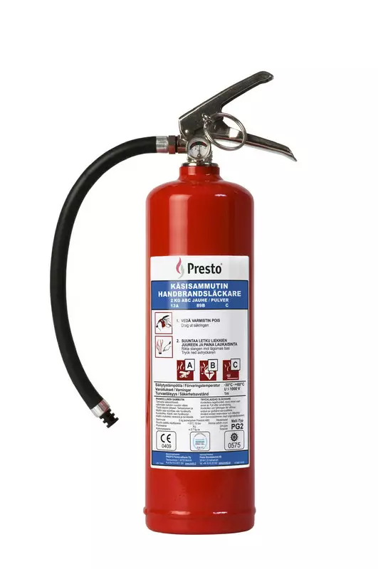 Presto PG2, 2 kg jauhesammutin, 13A 89B C - Jauhesammuttimet - PR-1810 - 1