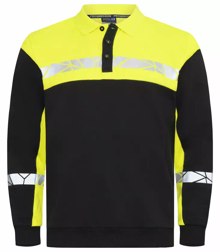 ProJob 7100 Kauluksellinen Collegepaita, Black/Yellow - Projob Työpaidat - 647100-9910 - 1