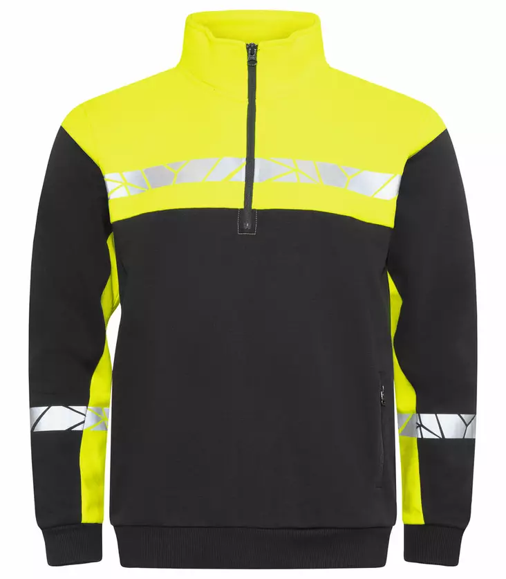 ProJob 7102 Half-zip Collegepaita, Black/Yellow - Projob Työpaidat - 647102-9910 - 1