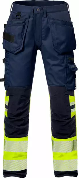 Fristads HV rakentajan Stretch housut LK1 2706 PLU, Keltainen/T.Sininen - Fristads Huomiohousut - 127732-171 - 1