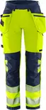 Fristads HV Green rakentajan stretch housut naisten LK2 2664 GSTP, Hi-Vis Yellow/Navy - Fristads Huomiohousut - 134239-171 - 1