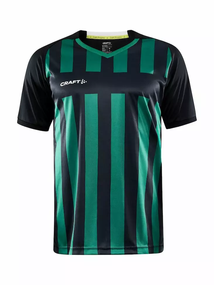Craft Progress 2.0 Stripe Jersey M, Black/Team Green - Urheiluvaatteet - 1910175-999651 - 1