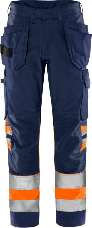 Fristads HV Green rakentajan housut LK1 2640 GPLU, Hi-Vis Orange/Navy - Fristads Huomiohousut - 131975-271 - 1
