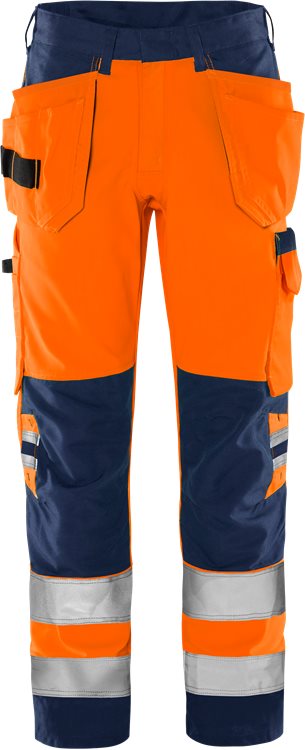 Fristads HV Green rakentajan housut LK2 2641 GPLU, Hi-Vis Orange/Navy - Fristads Huomiohousut - 131981-271 - 1