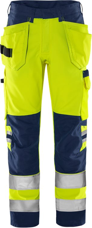 Fristads HV Green rakentajan housut LK2 2641 GPLU, Hi-Vis Yellow/Navy - Fristads Huomiohousut - 131981-171 - 1