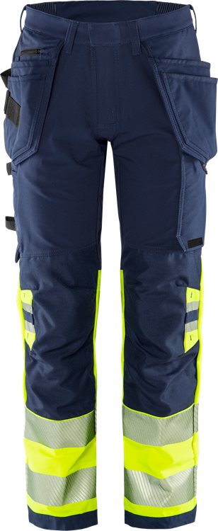 Fristads HV Green rakentajan stretch housut LK1 2643 GSTP, Hi-Vis Yellow/Navy - Fristads Huomiohousut - 134187-171 - 1