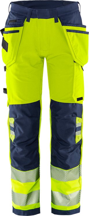 Fristads HV Green rakentajan stretch housut LK2 2644 GSTP, Hi-Vis Yellow/Navy - Fristads Huomiohousut - 134188-171 - 1