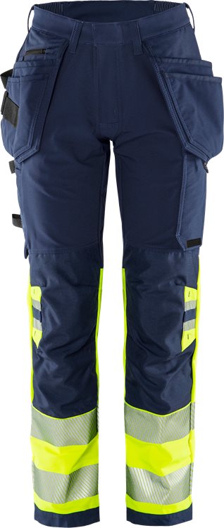 Fristads HV Green rakentajan stretch housut naisten LK1 2663 GSTP, Hi-Vis Yellow/Navy - Fristads Huomiohousut - 134237-171 - 1