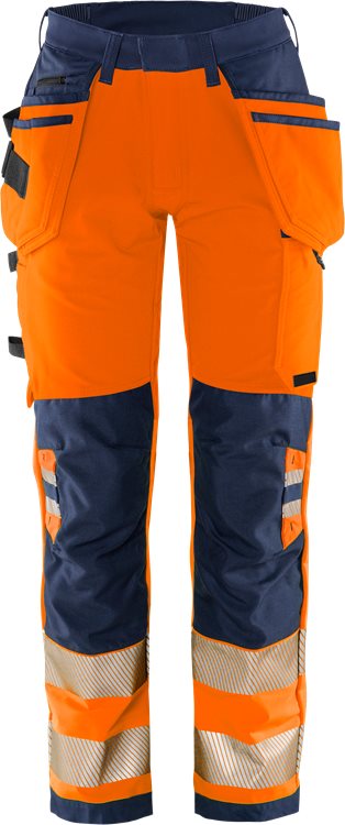 Fristads HV Green rakentajan stretch housut naisten LK2 2664 GSTP, Hi-Vis Orange/Navy - Fristads Huomiohousut - 134239-271 - 1