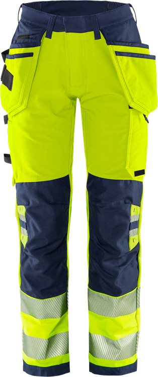Fristads HV Green rakentajan stretch housut naisten LK2 2664 GSTP, Hi-Vis Yellow/Navy - Fristads Huomiohousut - 134239-171 - 1
