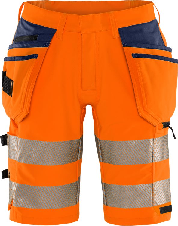 Fristads HV Green rakentajan stretch shortsit LK2 2646 GSTP, Hi-Vis Orange/Navy - Fristads Huomioshortsit - 134191-271 - 1