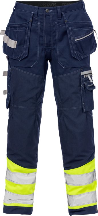 Fristads HV rakentajan housut LK1, 2127 CYD, Keltainen/T.Sininen - Fristads Huomiohousut - 122191-171 - 1