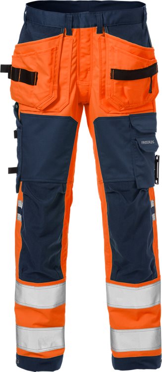 Fristads HV rakentajan stretch työhousut LK2 2612 PLUS, Oranssi/T.Sininen - Fristads Huomiohousut - 125612-271 - 1