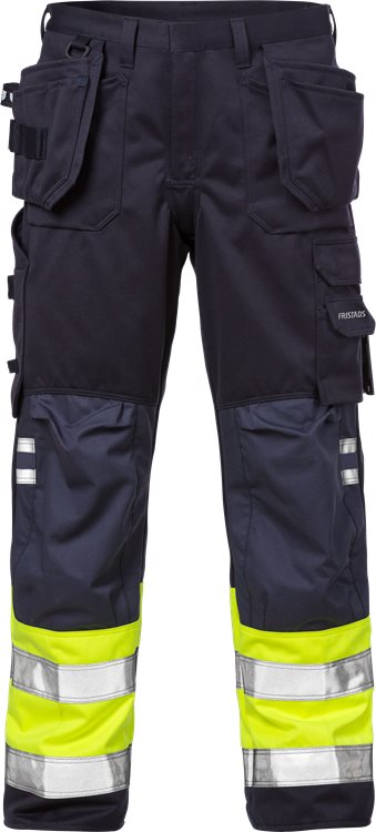 Fristads Palosuojatut Flamestat HV rakentajan housut LK1, 2094 ATHP, Keltainen/T.Sininen - Fristads Palosuojatut työvaatteet - 111619-171 - 1