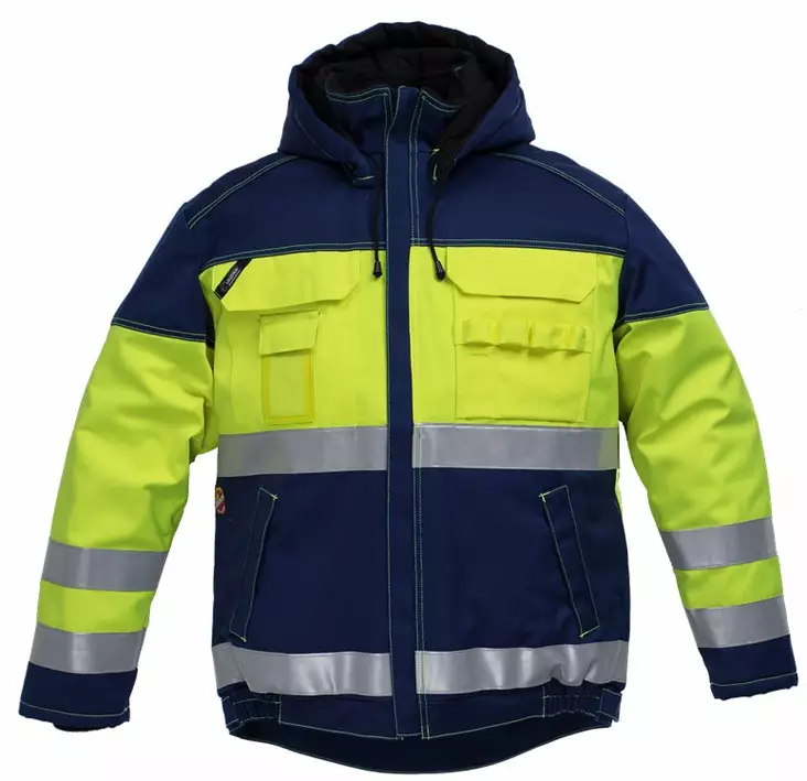 Leijona Talvitakki HiVis FR 1.0, Keltainen/T.Sininen - Kaikki Palosuojatut työvaatemerkit - 116864-171 - 1