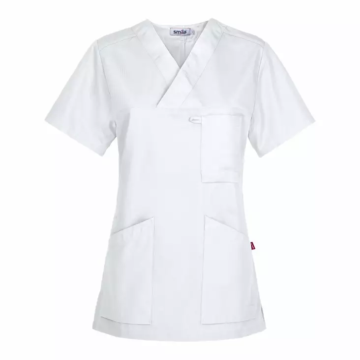 Smila 70102 Alva v-blouse w, white - Smila Työvaatteet - 70102-01 - 1