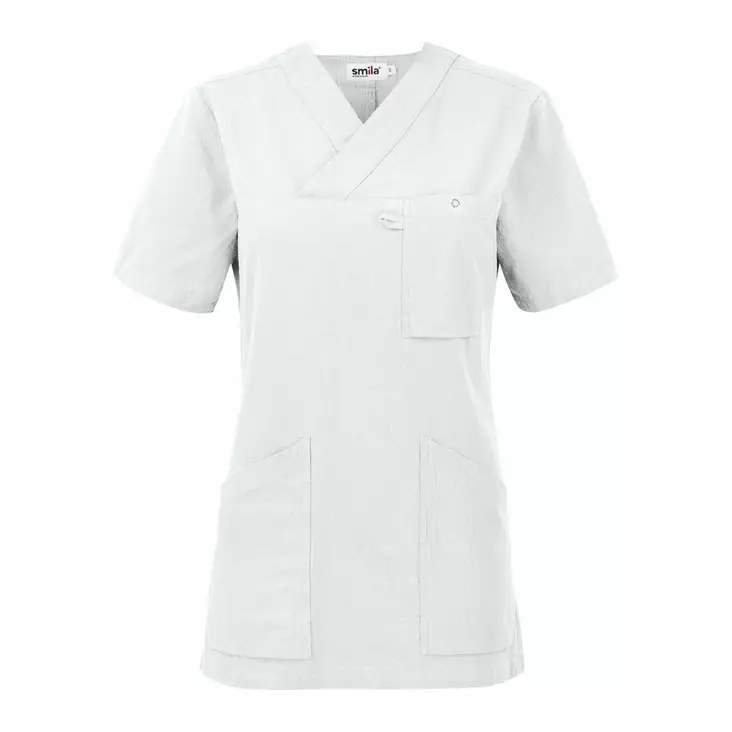 Smila 77802 Carin v-blouse w, white - Smila Työvaatteet - 77802-01 - 1