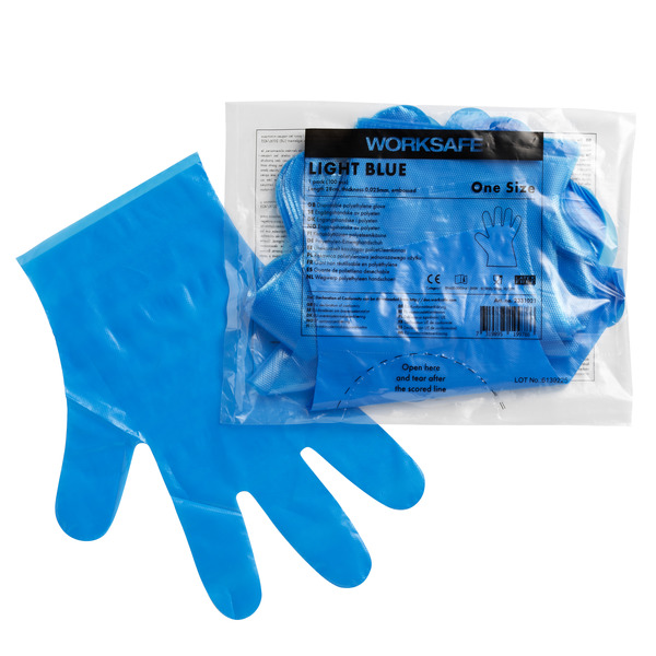 Worksafe WS Blue Light Polyeteenikäsine, 100kpl/pkt - Kertakäyttökäsineet - WS-2331021 - 1