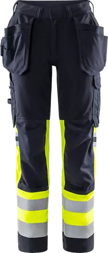 Fristads Flamestat HV rakentajan stretch housut naisten LK1 2271 ATHF, Neonkeltainen/Tummansininen - Fristads Palosuojatut työvaatteet - 301678-171 - 1