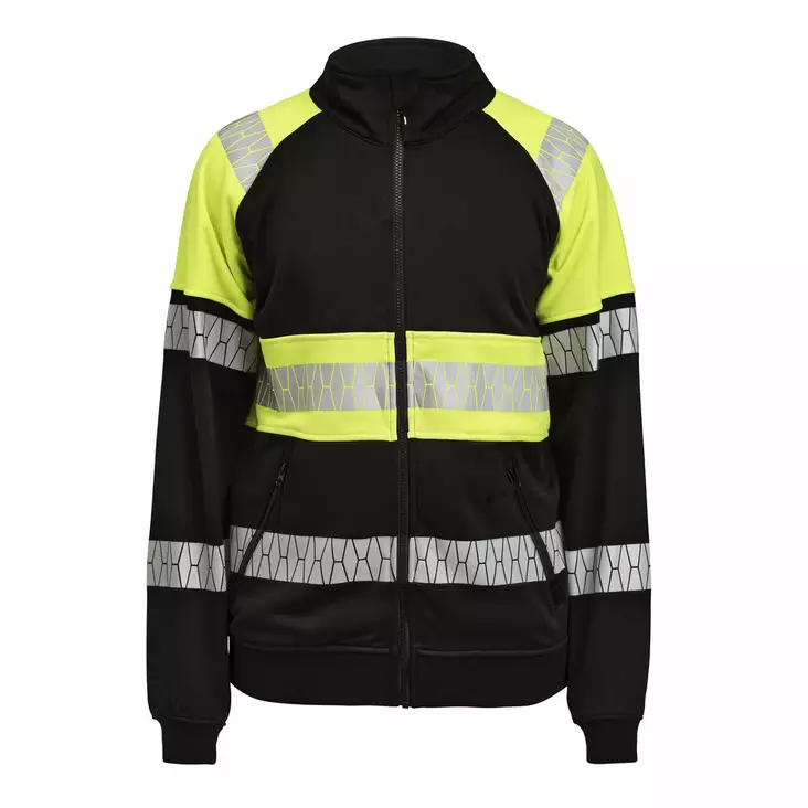 Jobman 5225 Vetoketjullinen Collegetakki Hi-Vis, Musta/keltainen - Jobman Huomiotyövaatteet - 65522567-9921 - 1