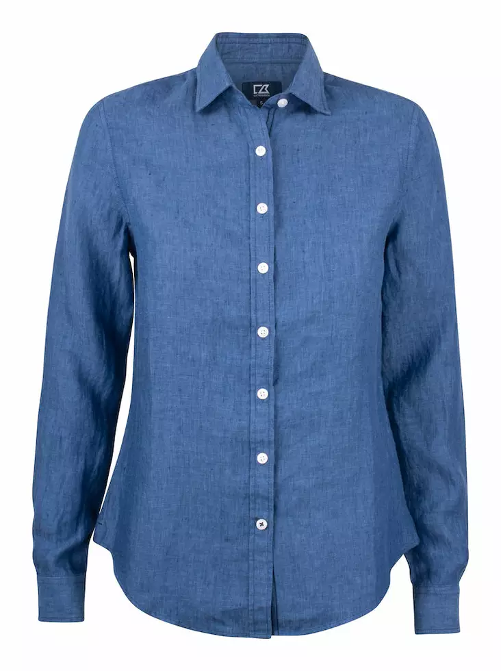 C&B Summerland Linen Shirt Ladies, Dream Blue - Cutter & Buck Vaatteet - 352409-512 - 1