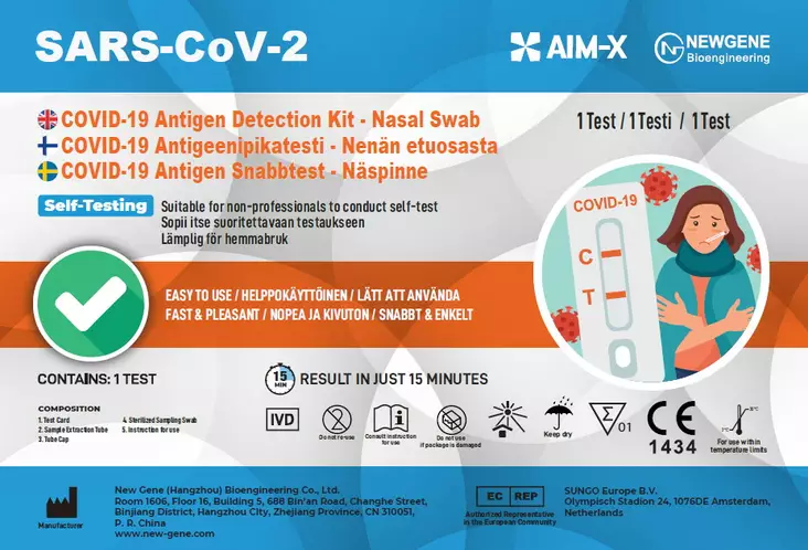 COVID-19 Antigeenipikatesti AIM-X - Suojavarusteet Covid-19 vastaan - COVID-19-NG2 - 1