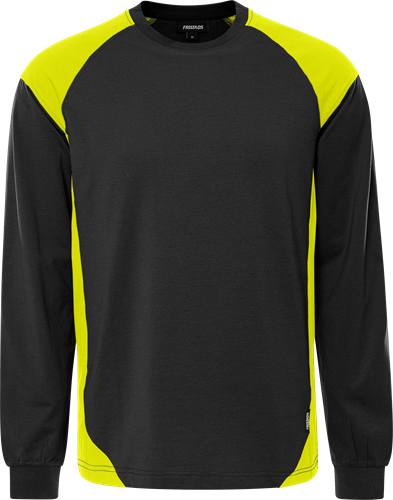 Fristads Heavy pitkähihainen t-paita 7071 GTM, Musta/Neonkeltainen - Fristads Huomiopaidat - 301171-982 - 1