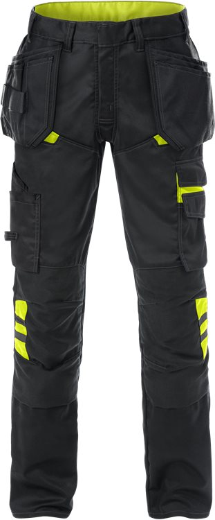 Fristads Rakentajan housut 2595 STFP, Musta/Keltainen - Fristads Työhousut - 131123-982 - 1