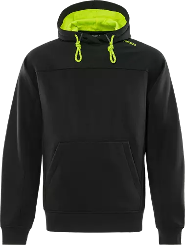 Fristads Hupullinen collegepaita 7551 GSM, Musta/Neonkeltainen - Fristads Työpaidat - 301425-982 - 1