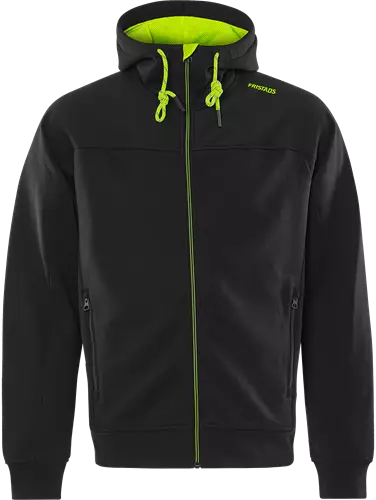 Fristads Hupullinen collegetakki 7550 GSM, Musta/Neonkeltainen - Fristads Työpaidat - 301424-982 - 1